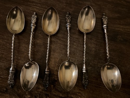 Apostle Demitasse Spoons Set of 6 Mid 1800’s Silver Plate - Picture 2 of 5