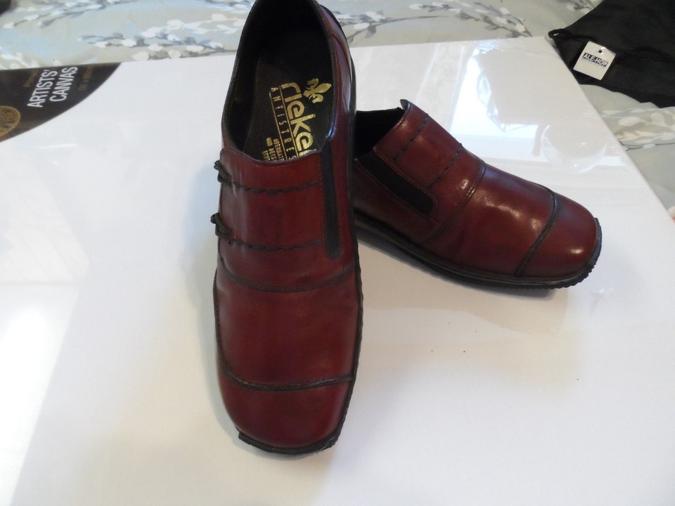 Rieker Flat Burgundy Leather Ladies shoes size: UK 5 EU: 38 Never Worn ...