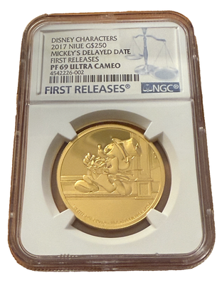 Niue 2017 Gold 1 oz $250 NGC PF69UC Disney Mickey's Delayed Date