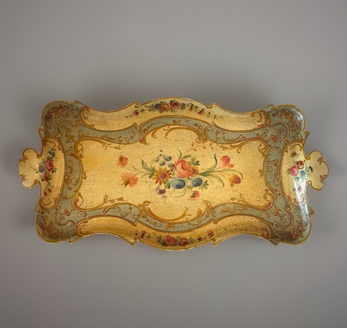 Vintage Antique Hand Painted Italian Wood Tole Florentine Serving Tray ...