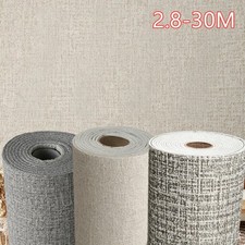 30M Self-Adhesive Wallpaper Thick Thermal Insulation Plain 3D Linen Wall Sticker