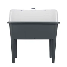 13.2 Gallon Self Watering Raised Garden Bed with Ventilation Lid, Grey, with Lid