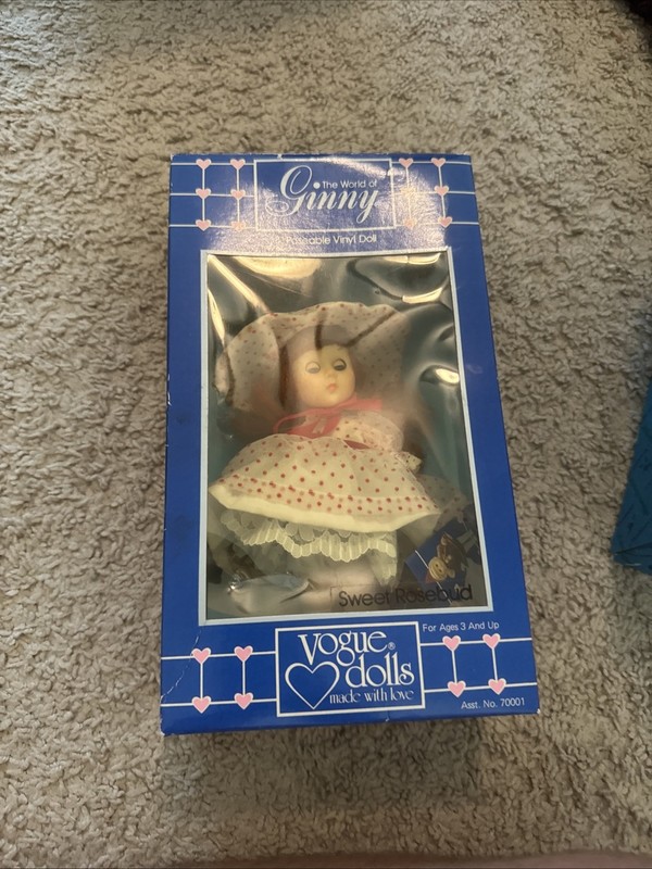 1984 8" GINNY "SWEET ROSEBUD" VINYL DOLL- BY MERITUS- RED HAIR