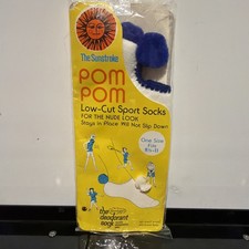 Vintage NOS Blue Pom Pom Low-Cut Socks Womens Size 8.5-11 The Sunstroke NEW