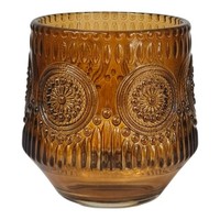 Windlicht Glas 8/8Cm Braun Ornament Orient Teelichthalter Deko Herbst Advent