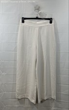 Zara Women's White Wide Leg High Rise Side Zip Crepe Culotte Pants Sz L