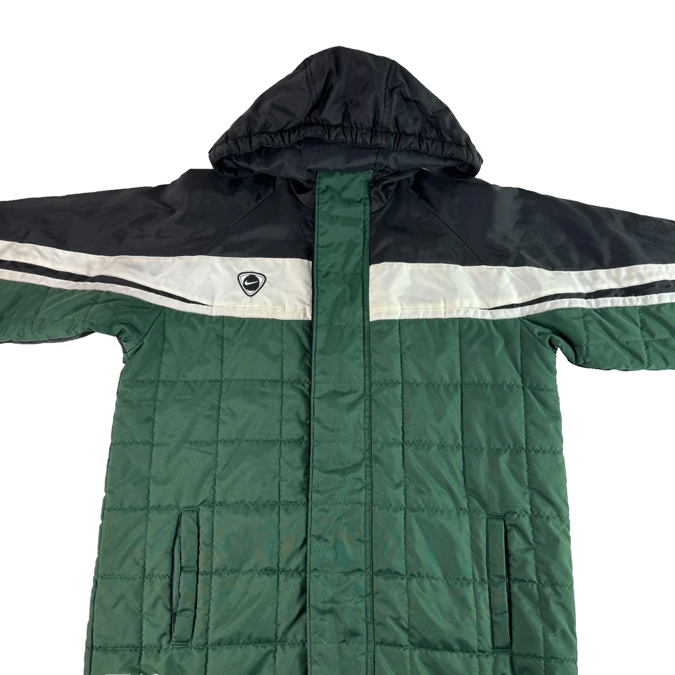 De Colección Nike Chaqueta Juvenil Parka Con Capucha Larga Cremallera Completa Fútbol Entrenador Retro Verde L Foto 2 de 4