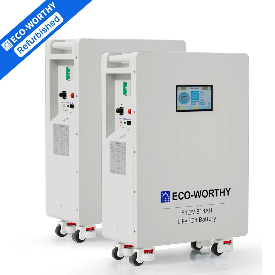 ECO-WORTHY 2Pack 48V 314AH (32.15kWh) LiFePO4 Battery Vertical Standing Backup