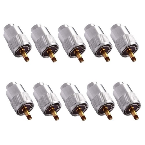 10Er Pack UHF/PL-259 LöTanschlussstecker mit ReduzierstüCk für RG8X, RG8, R6458 - Zdjęcie 2 z 7