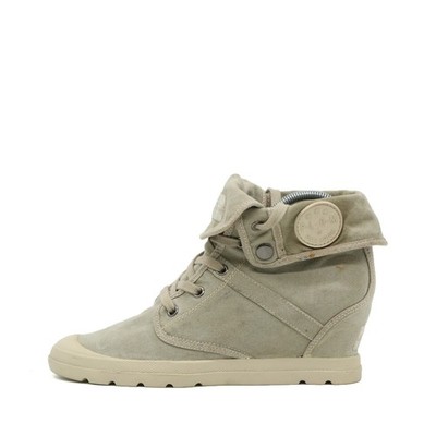 PLDM by Palladium Damen Used Canvas Keilabsatz Sneaker Used-Look, High-Top EU 40