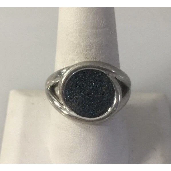 Sterling Silver Titanium Druzi Quartz Ring Size 10 Sky - Image 2 of 4