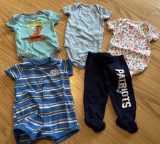 Carters Infant Baby One-Piece Rompers Pants Lot Boys Size 0-3m S/S 5 Piece Lot