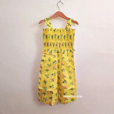 NWT Janie and Jack Yellow Floral Smocked Romper Jumpsuit Girls 3 Easter Spring