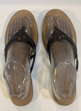 UGG "Annice" Flip Flop Black Leather Strap Sandels Women's Size 9.5