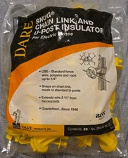 Electric Fence Insulator, Chain Link & U-Post Yellow 25-Pk. DARE #SNUG-SU-25