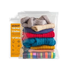 Freezer,Safe 3 Gallon Zip Lock Bags, 14"x20" BPA,Free for Household & Kitchen