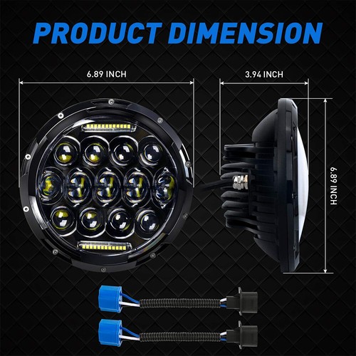 Faros redondos LED Halo de 2* 7" pulgadas haz DRL alto/Lo para Jeep Wrangler JK LJ TJ CJ - Imagen 9 de 14