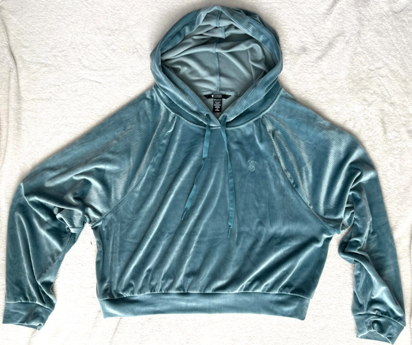 UNDERCOVER Victoria’s Secret On Point nuovo senza etichette velluto velluto verde salvia cappuccio pull over: TAGLIA L