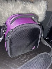 Shock Resistant Portable Camera Handbag Case With Shoulder Strap purple and blac