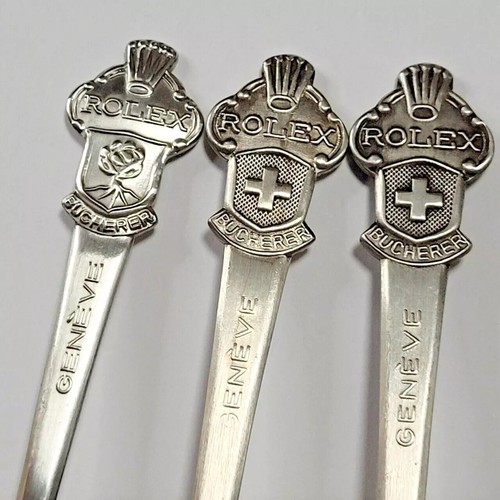 Lote 3 Cucharas de Recuerdo ROLEX Auténticas De Colección Bucherer de Suiza Gen่ve Raras - Imagen 1 de 9