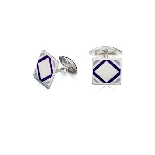 Diseñador - Gemelos cuadrados de plata esterlina Fred Bennett con esmalte púrpura V500 - Imagen 1 de 1