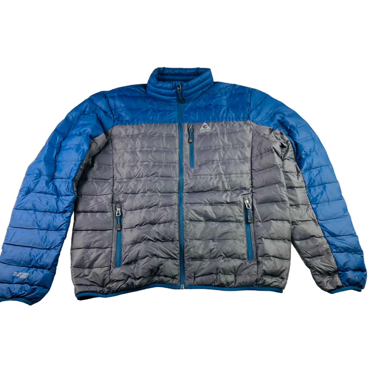 Gerry Men's Fill Power 650 Down Puffer Jacket Blue u0026 Gray | LARGE | eBay