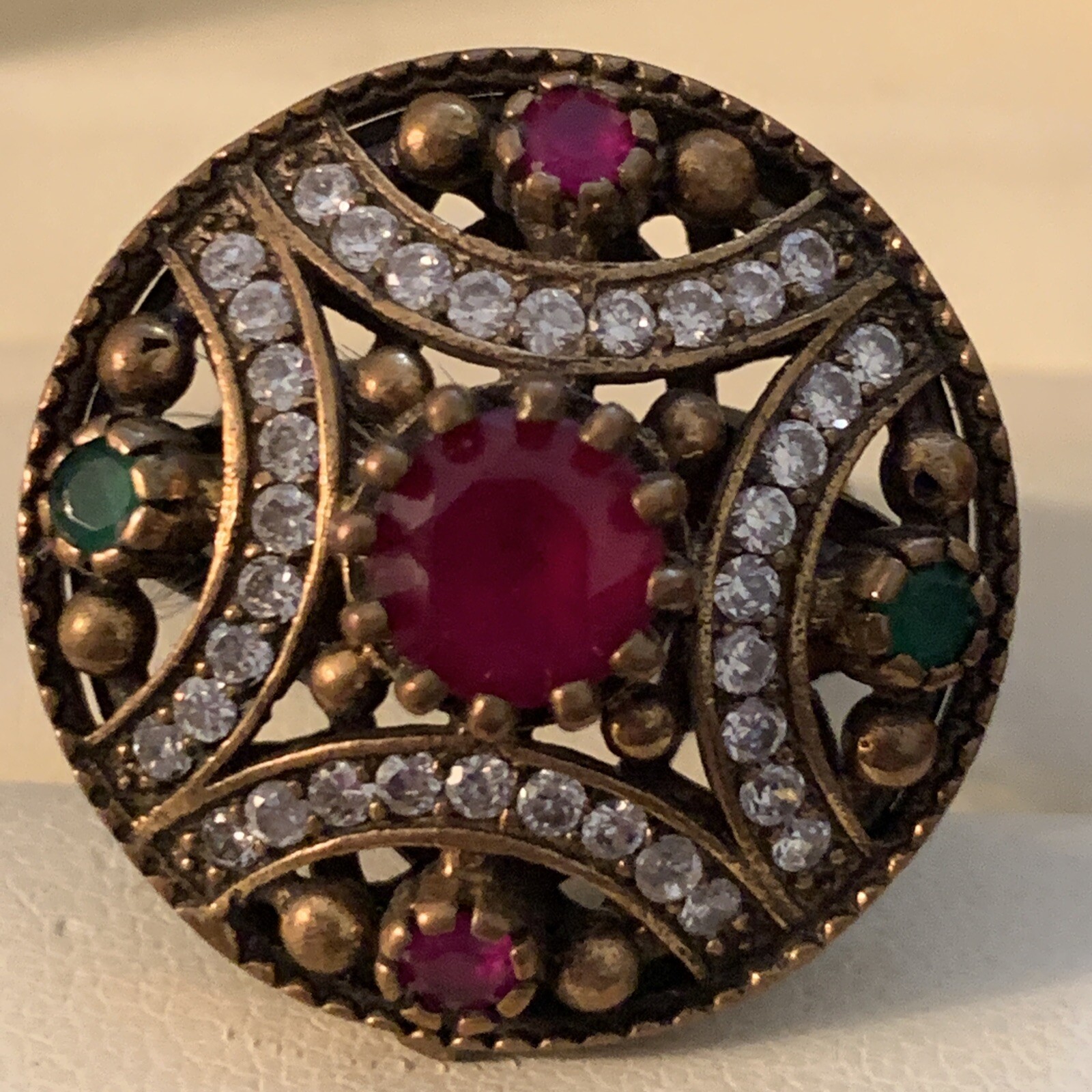 VTG ORMATE TURKISH OTTOMAN RUBY EMERALD COLOR LAR… - image 2