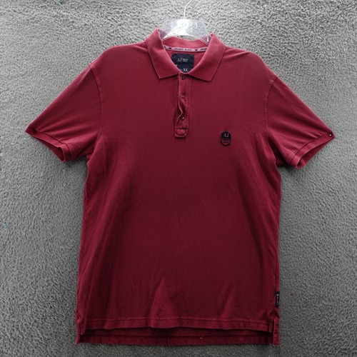 Armani Jeans Polo Shirt Men’s Large Red Short Sleeve Embroidered Logo Designer