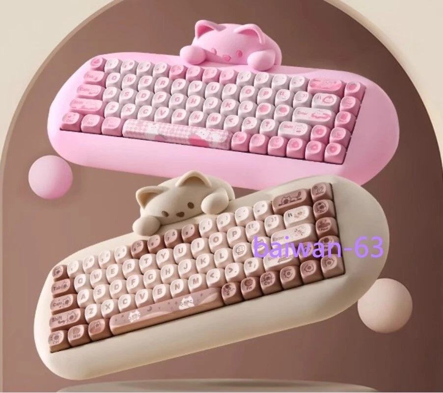 Cat Silicone Mechanical Cute RGB Three-mode Customized Bluetooth Keyboard 68 Key - Image 4 of 4