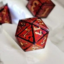 Sage's Arabesque Crimson Sharp Edge Resin Polyhedral Dice Set DnD RPG TTRPG