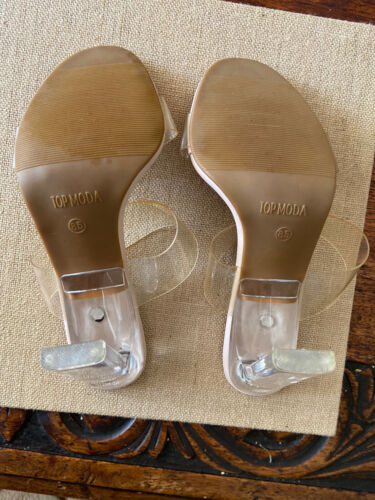 Top Moda Womens Clear Strap Block Heel Sandals Slip On - Picture 7 of 7