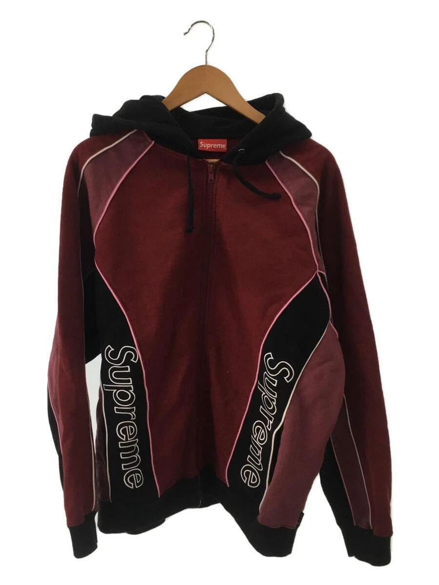 track paneled zip up hooded sweatshirt