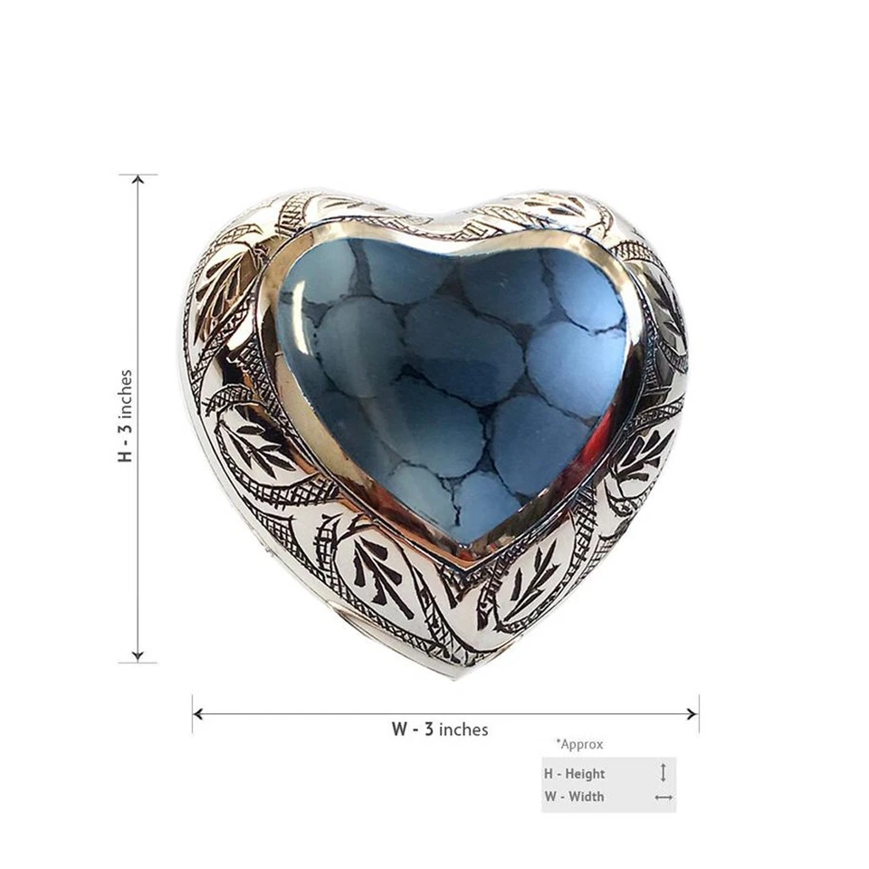Mystic Blue Small Heart Keepsake Urn For Ashes - Image 4 of 4