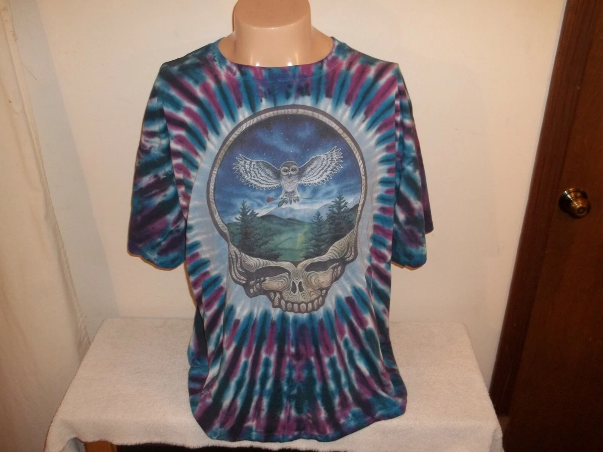 Vtg 2004 SUNDOG GRATEFUL DEAD TIE-DYE 2-SIDED T-SHIRT XXL Skull With Owl Roses