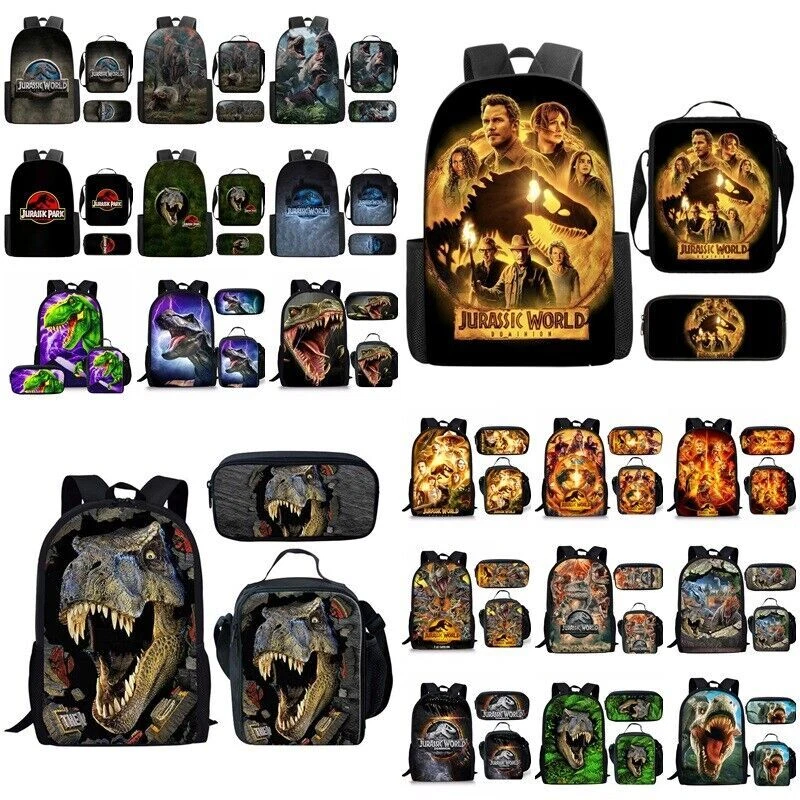 Jurassic World Dinosaur Backpack School Insulated Lunch Bag Rucksack Pencil Case