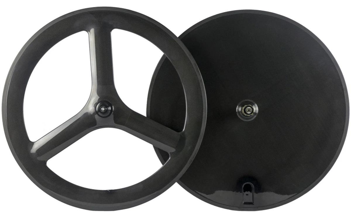 700C Front Tri Spoke Rear Disc Wheelset Front Rear Carbon Wheels