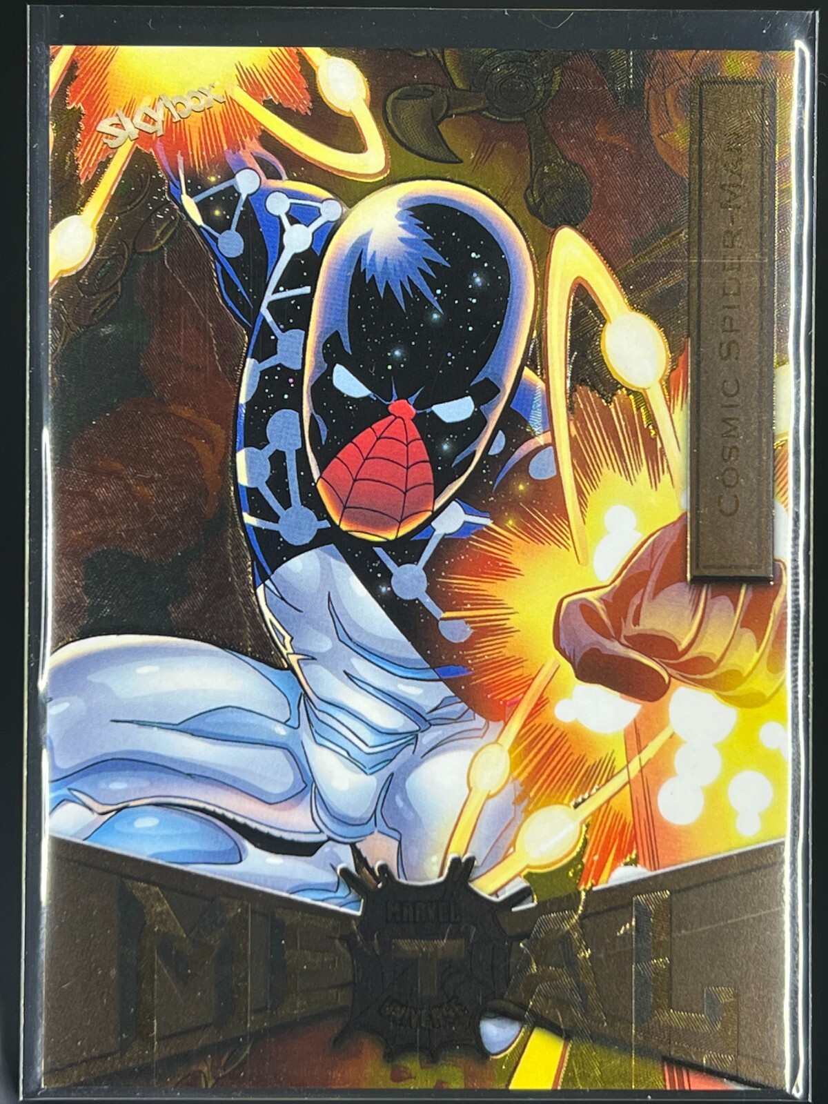 2021 Skybox Marvel Universe Metal Spider-Man LIGHT FX GOLD #15 COSMIC SPIDER-MAN