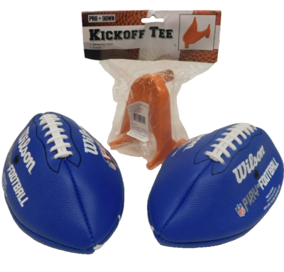 NEW 2 x Uninflated Wilson NFL Play 60 Blue Flag Footballs Ages 6-9