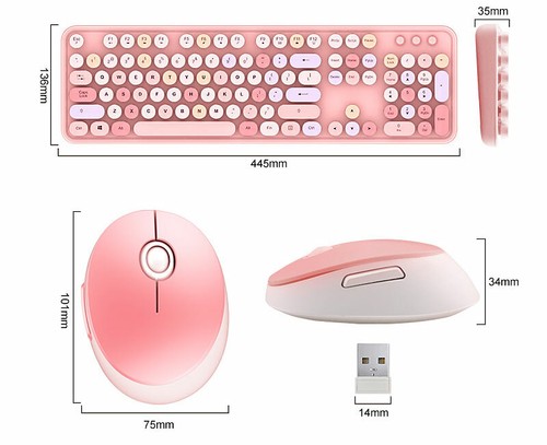 Combo inalámbrico de teclado y mouse Mofii, teclas redondas multicolores, PC/Laptop/Mac - Imagen 5 de 11