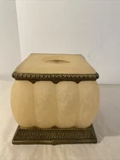 Springmaid Luxury Palais Cream Gold Faux Marble Decortive Tissue Box Cover