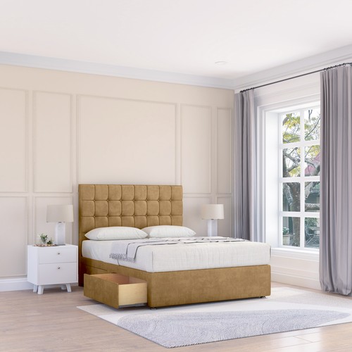 Luxury Divan Bed Base with 26'' Headboard | Storage Bed | Plush Fabric Alabama - Picture 13 of 22