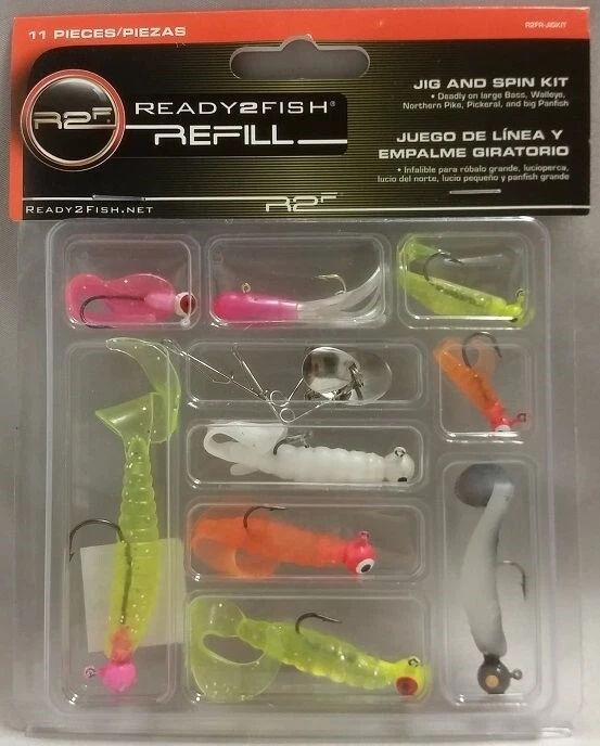 NEW Ready2Fish 11-Piece Jig & Spin Lure Kit - Bass, Walleye, Northern,  Panfish