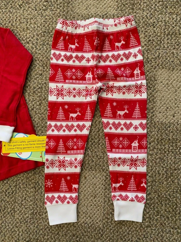 Conjunto de pijama largo de 2 piezas con estampado nórdico Sara's rojo/blanco niñas talla 4 Foto 3 de 4