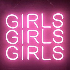 Girls Girls Girls Pink Acrylic 20" Neon Sign Light Lamp WIth Dimmer