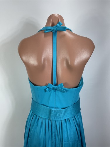 White by Vera Wang Blue Halter Formal Dress 6 A-Line Gown Pockets VW360214 - Picture 7 of 11