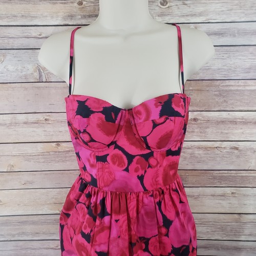 Victorias Secret Moda International 8 Babydoll Corset Dress Pink Floral Pinup - Picture 2 of 6