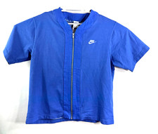 Nike French Terry Short Sleeve Zip Top T-shirt Dark Marina Blue Men's Size L