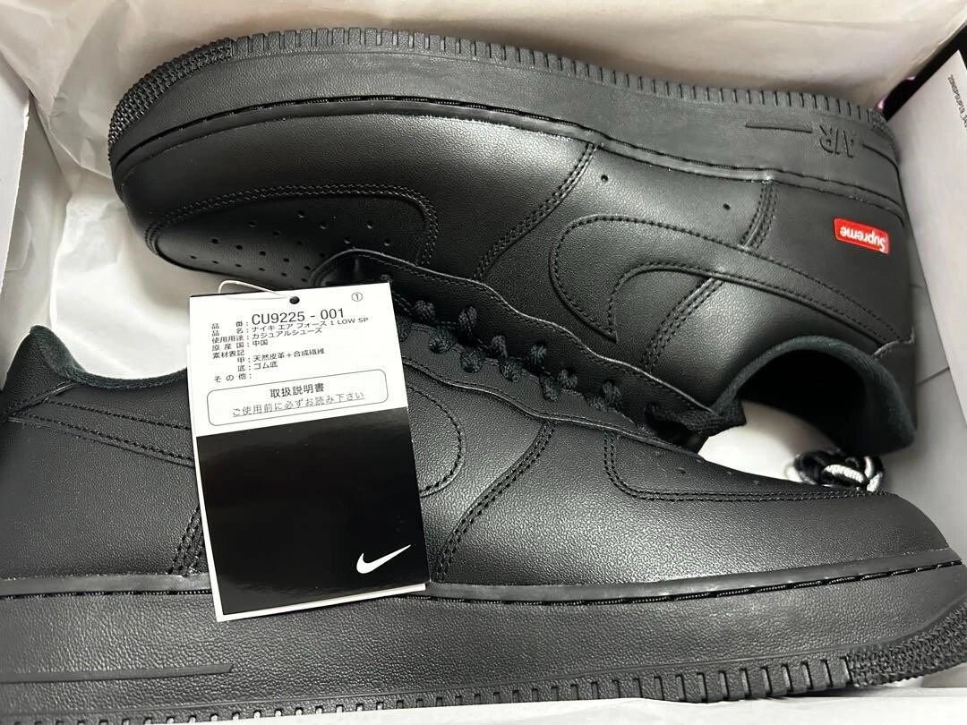 Nike Supreme Baskets Chaussures Air Force 1 Low Noir CU9225 001 Homme US12 / JP30 NEUF