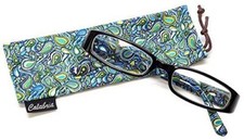 Calabria 735 Reading Glasses w/Matching Retro Paisley Print Case in Black 5.00