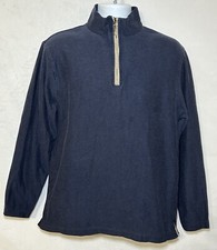 LL Bean 1/4 Zip Sweater Men  s Medium Pullover Blue Mock Neck Cotton